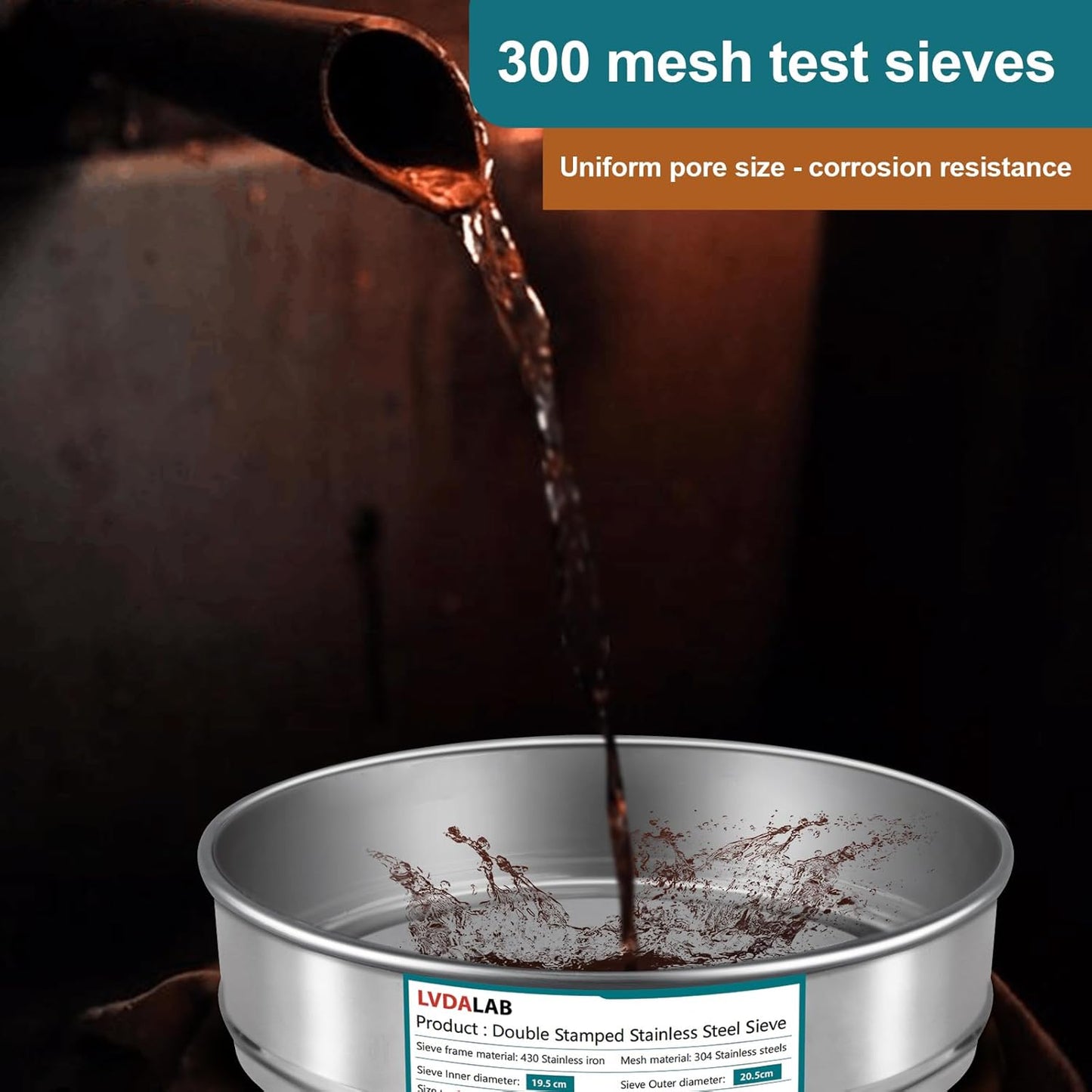 304 Stainless Steel Mesh Lab Sieve, 80 Mesh (0.2mm) Aperture Test Sieve, 7.9Inch(20cm) Diameter Economy Standard Analysis Sample Test Sieves for Industrial Laboratory Homes - Colors A