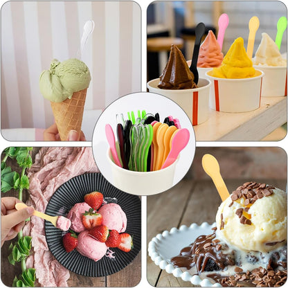 yuntop 100PCS Tasting Spoons Ice Cream Dessert Taster Spoons Plastic Mini Spoons Disposable Dessert Spoons for Miniature Dessert Cups, Sampling, Small Catering Supplies, Tasting Party (Clear)