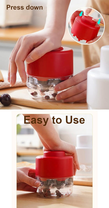 Multi Cherry Pitter Tool, Cherry Stone Remover for Multiple Cherries, Remove 7 Stones One Time, Fruit Pit Stoner for Kitchen Cherry Jam, Quick-Release Multi-Cherry & Olive Pitter (Red)