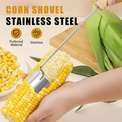 2025 NEW Long Handle Stainless Steel Corn Stripping Tool, Corn Stripping Tool, Stainless Steel Corn Cob Cutter, Corn Shucking Tool, Easy-to-Use Corn Cob Stripper, Efficient Corn Peeler, Set of 2