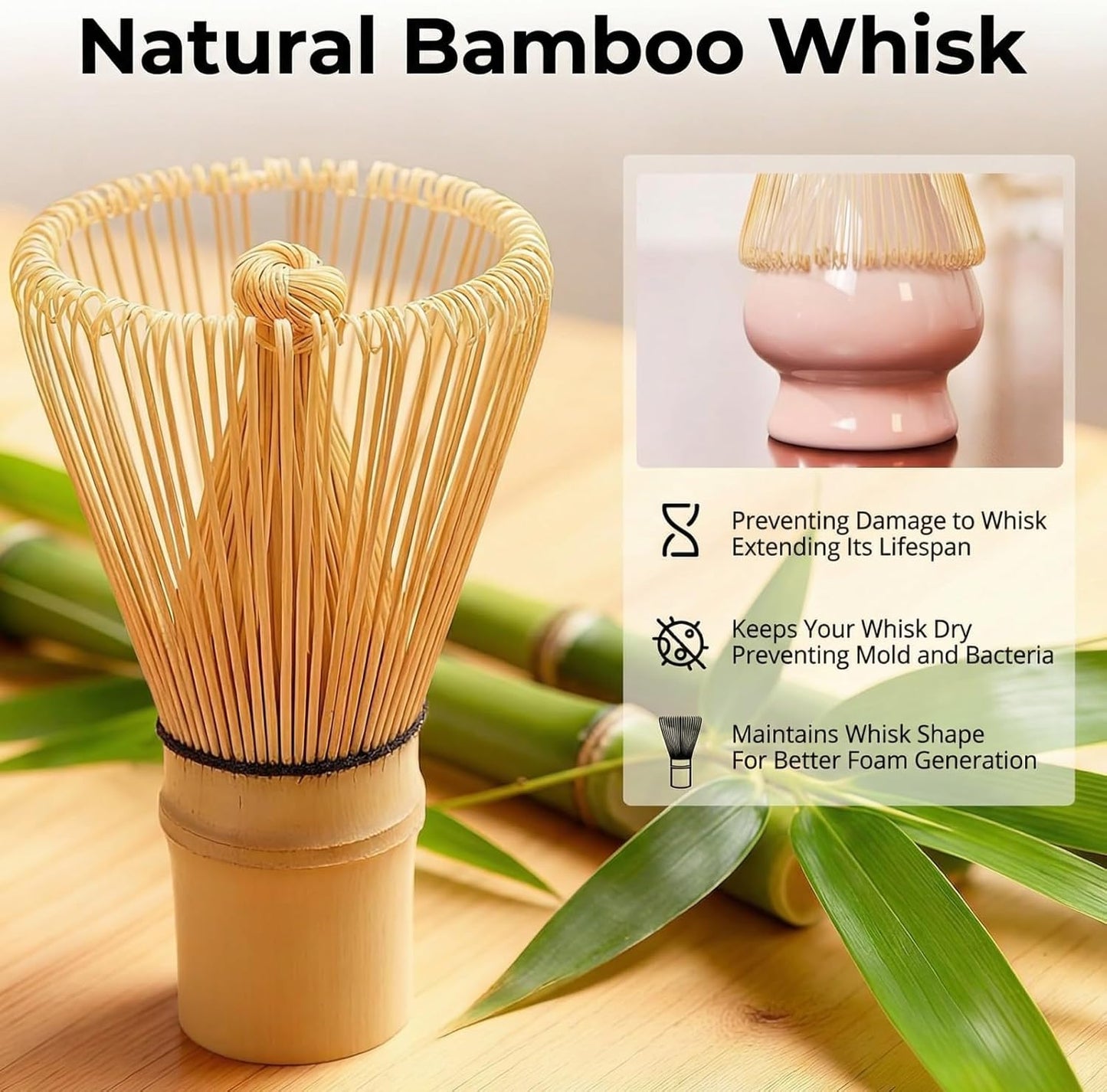 Matcha Whisk Set ,7 Pcs Matcha Set, Matcha Kit for Ceremony, Tradition Tea Set for Making Breakfast/Latte, with 20 OZ Bowl(Chawan)/Whisk and Holder, Valentine's Day Gift for Family/Friend Tea Lovers