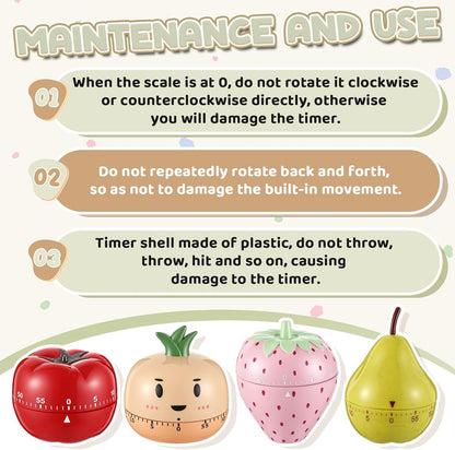 Amylove 4 Pieces Cute Kitchen Timer Animal Mechanical Manual Fox Raccoon Bear Wolf 60 Minutes Loud Alarm Egg Windup Timer for Adults Christmas Home Cooking Baking Fitness Beauty