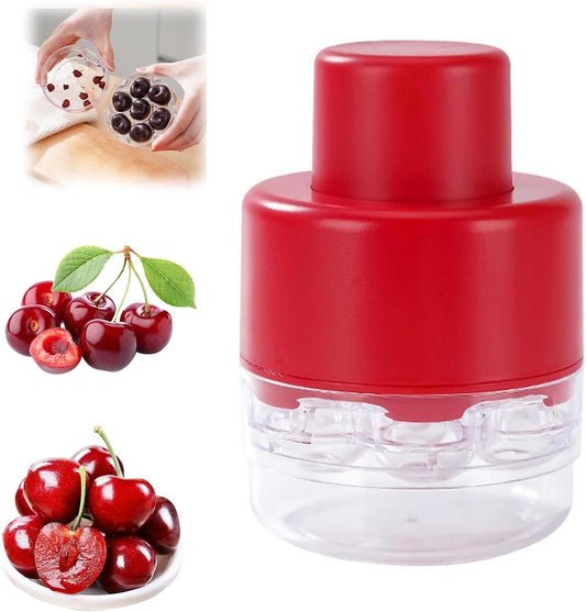 PWireless Cherry Pitter, Push Type Cherry Corer Multiple, Kitchen Cherry Jam 7 Holes Multi Pitter Tool, 7-in-1 Cherry Seed Remover Quick Portable Cherry Pitting Tool, Saving Time & Effort (White)