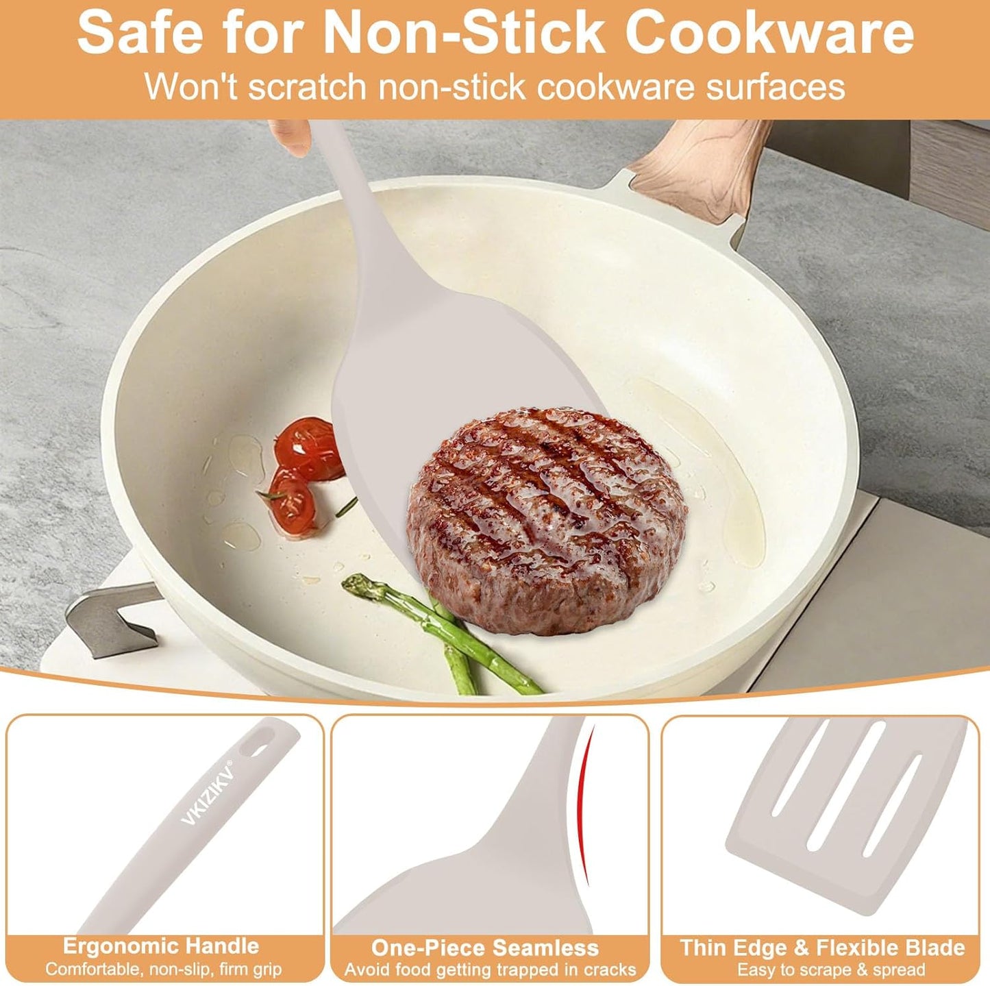 Silicone Spatula Turner Set, 4 Pack, 600°F Heat Resistant Cooking Spatulas, Spoons, BPA Free & Non-Stick Kitchen Utensils, Ideal for Flipping Egg, Pancake, and Serving, Dishwasher Safe (Red)