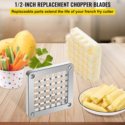 VEVOR Commercial Vegetable Chopper w/ 4 Replacement Blades, Stainless Steel French Fry Cutter Potato Dicer & Fruit Slicer for Restaurants & Home Kitchen