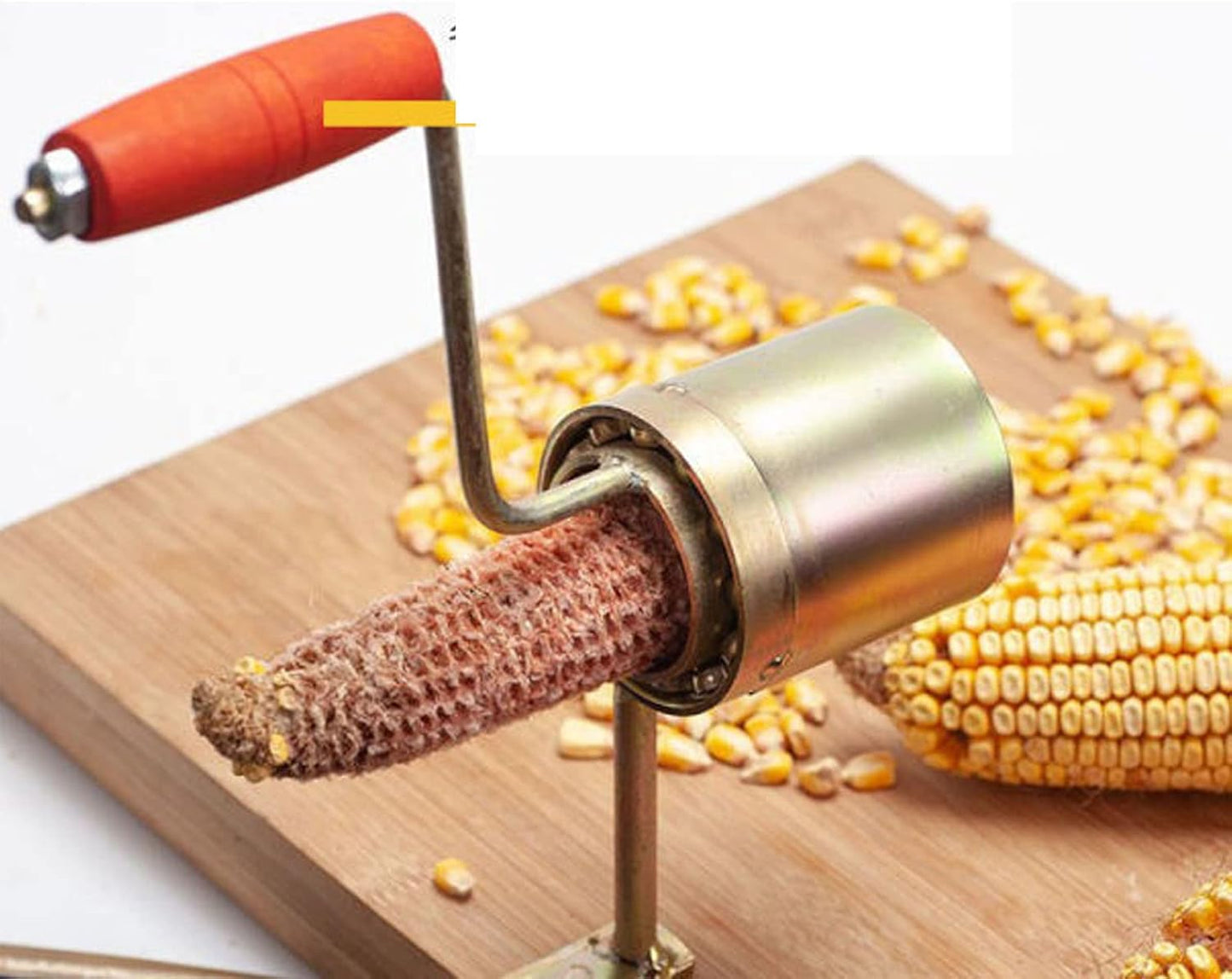 Hand Crank Corn Thresher Dry Corn Sheller Manual Corn Sheller Peeling Clamping Stripper with Wood Handle for Farms and Families
