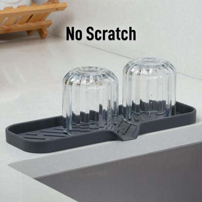 Zulay Kitchen (9x3.5in Sponge Holder for Kitchen Sink - Flexible Heavy-duty Multipurpose Sink Caddy - Counter Organizer for Kitchen, Bathroom, Makeup, Trinkets & More! (Grey)