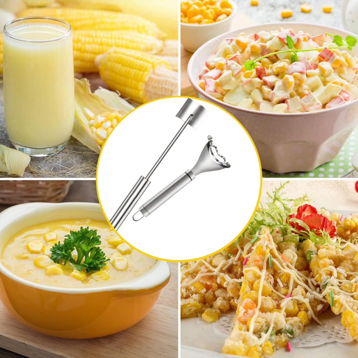 Corn Peeler 2PCS Stainless Steel Corn Peeler and Stripper Tool for quickly separating corn kernels,Ideal Gadget Tool for corn on the cob
