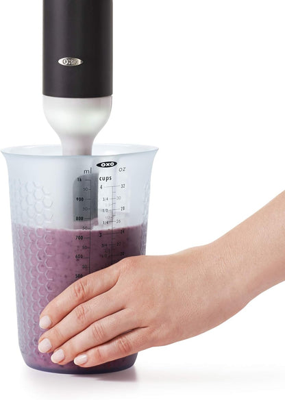 OXO Good Grips 4-Cup Squeeze & Pour Silicone Measuring Cup with Stay-Cool Pattern