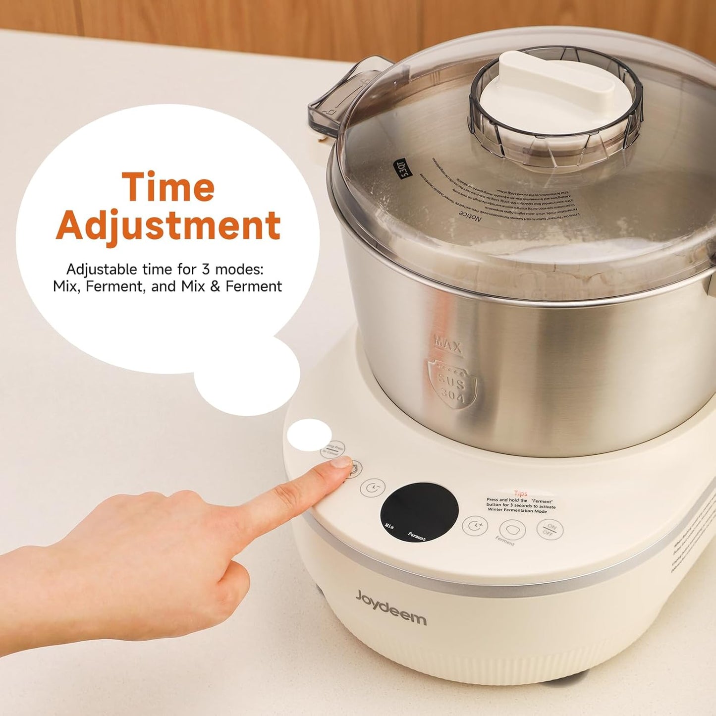 Joydeem Electric Dough Maker with Dual Seasonal Fermentation Function, 3.7Qt Dough Mixer Machine, Perfect for Bread Pizza Roti Dumpling Dough & Sourdough, HMJ-A351