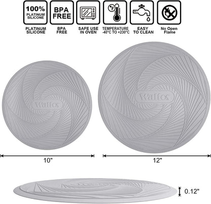 Walfos Silicone Trivet Mats - 4 Heat Resistant Pot Holders, Multipurpose Non-Slip Hot Pads for Kitchen Potholders, Hot Dishers, Jar Opener, Spoon Holder, Food Grade Silicone & BPA Free (Black)