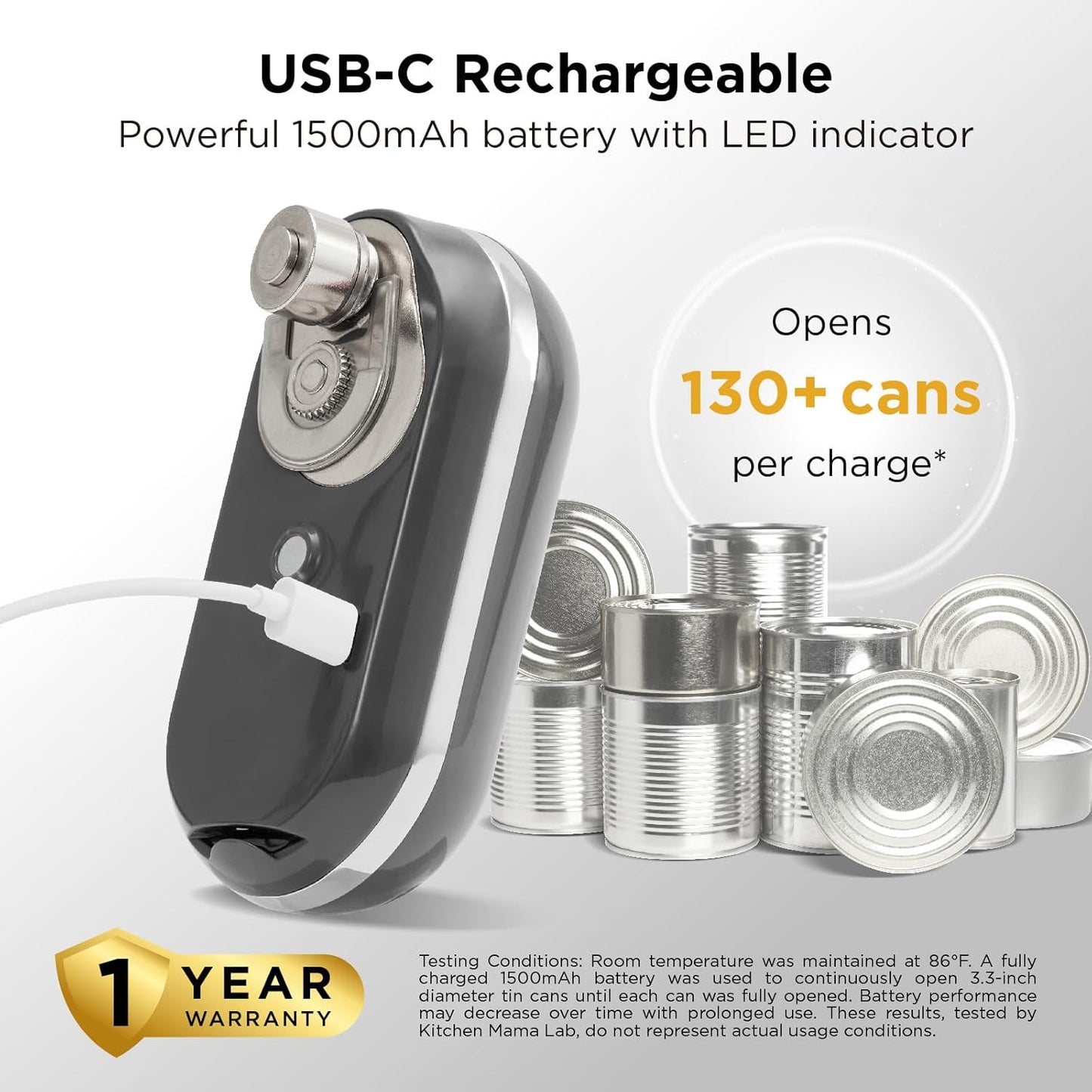 Kitchen Mama Mini Plus Rechargeable Electric Can Opener: USB-C Charging, Hands-Free, Auto Stop, Compact, Cordless, Smooth Edge - Perfect for Seniors with Arthritis, Home, and Travel (Red)