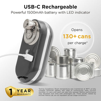 Kitchen Mama Mini Plus Rechargeable Electric Can Opener: USB-C Charging, Hands-Free, Auto Stop, Compact, Cordless, Smooth Edge - Perfect for Seniors with Arthritis, Home, and Travel (Red)