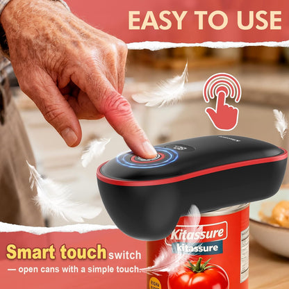 Handsfree Smart Touch Rechargeable Electric Can Opener Easy Flex Side Cut All Can Sizes with LED Display and Smooth Edge Safety for Arthritis & Seniors, Auto Kitchen Christmas Gifts (Black)