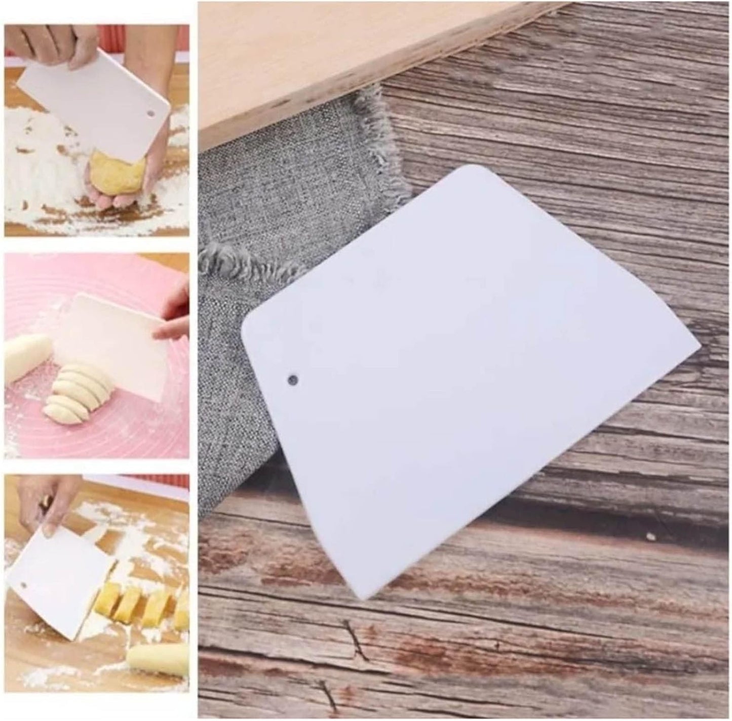 Dough Scraper Bowl Scraper Bread Cream Cake Pizza Cutter Bench Scraper Food Safety Flexible ABS Multi-Function Kitchen Scraper Tool for Dough, Pastry, Pizza, Bread Baking