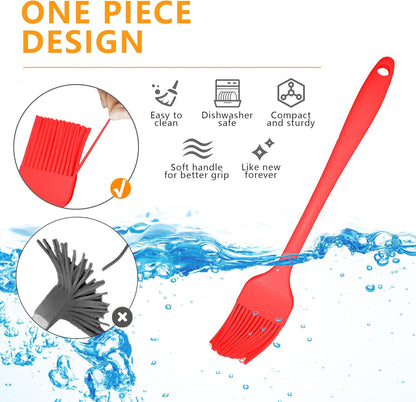 Silicone Basting Brush Set, 4 Piece Heat Resistant 446°F Kitchen Pastry Brushes for Cooking, Baking & BBQ, TRADYX Oil Butter Sauce Brush, One Piece Design, Easy Clean, Dishwasher Safe