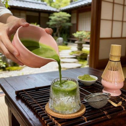 Matcha Whisk Set 5 pcs 18 oz Tea Making Bowl Kit Great for Starter Pink
