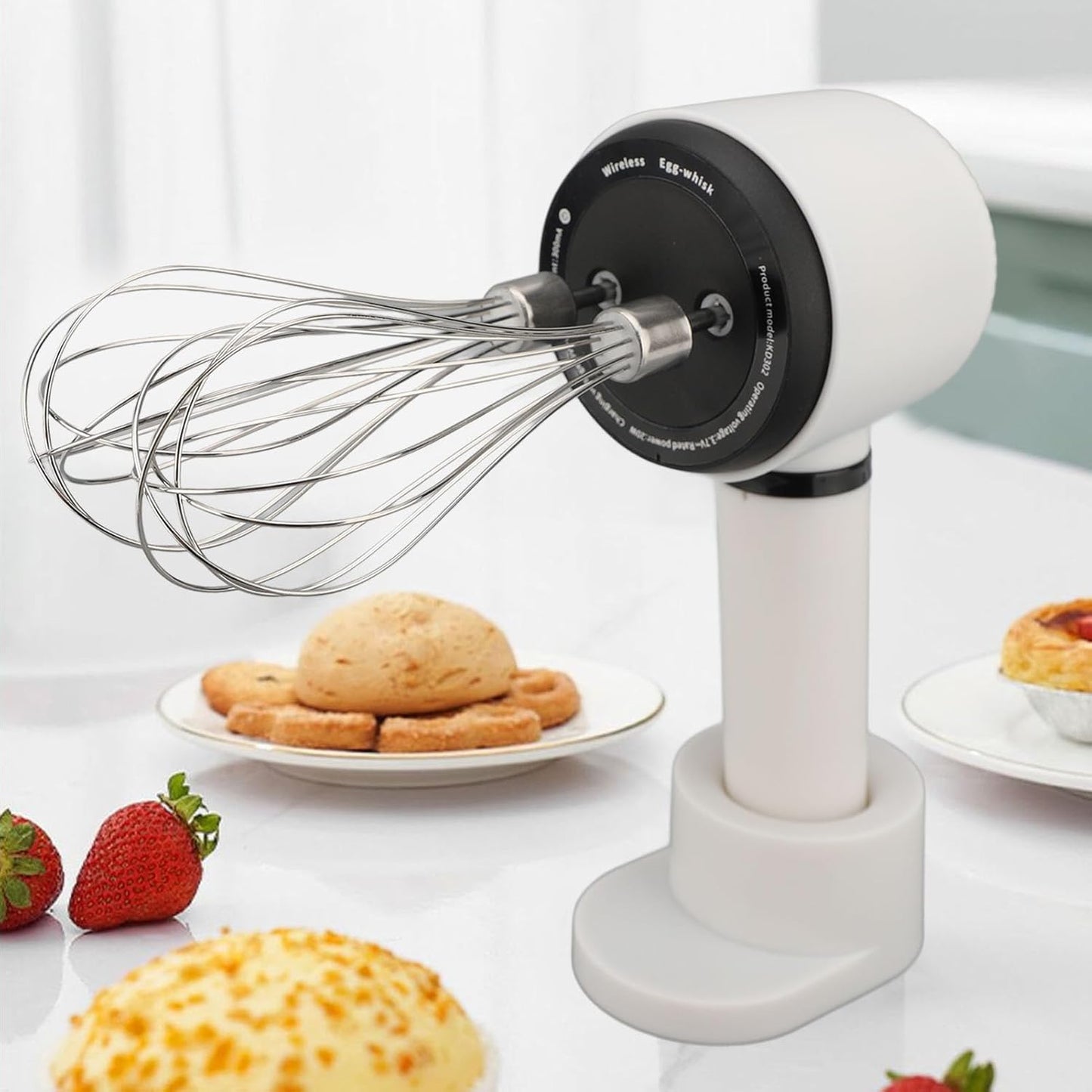 Cordless Electric Hand Mixer Dual Whisk Hand Mixer, Stainless Steel USB Rechargeable Low Speed Cordless Electric Hand Whisk for Baking Kitchen Whipping Mixing Egg Cake Dough