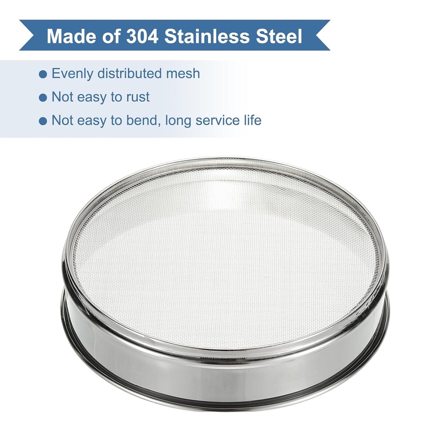 PATIKIL 10 Mesh(2mm) Lab Sieve, 11.8"(30cm) Diameter Sifting Screen 304 Stainless Steel Wire Cloth Fine Mesh Sieve for Industrial Laboratory Home Soil Sifter Dry Sift Screens Hash