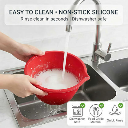 3-Pack Collapsible Silicone Bowl Liners Inserts for KitchenAid 5QT Tilt-Head Mixer Accessories, with Airtight Lids, Food Grade for Dough Proofing & Space-Saving Storage