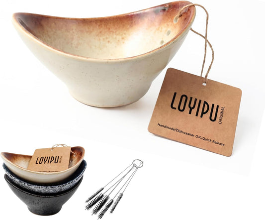 Herb Stripper Bowl, Handmade Ceramic Leaf Remover Tool for Basil, Parsley & Cilantro, Multi-Sized Holes Stem Separator, Textured Glaze Kitchen Gadget
