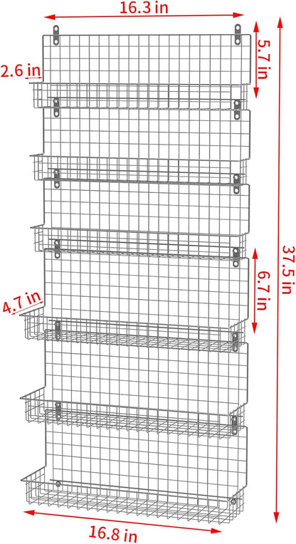 JKsmart 6-Tier Spice Rack Organizer with Door Hook, Wall Mounted & Over the Door Spice Racks for Kitchen Pantry Door Cabinet, Two Size, Large Capacity, Black