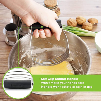 Dough Blender and Pastry Cutter with Heavy Duty Stainless Steel Blades, Black, for Baking and Mixing