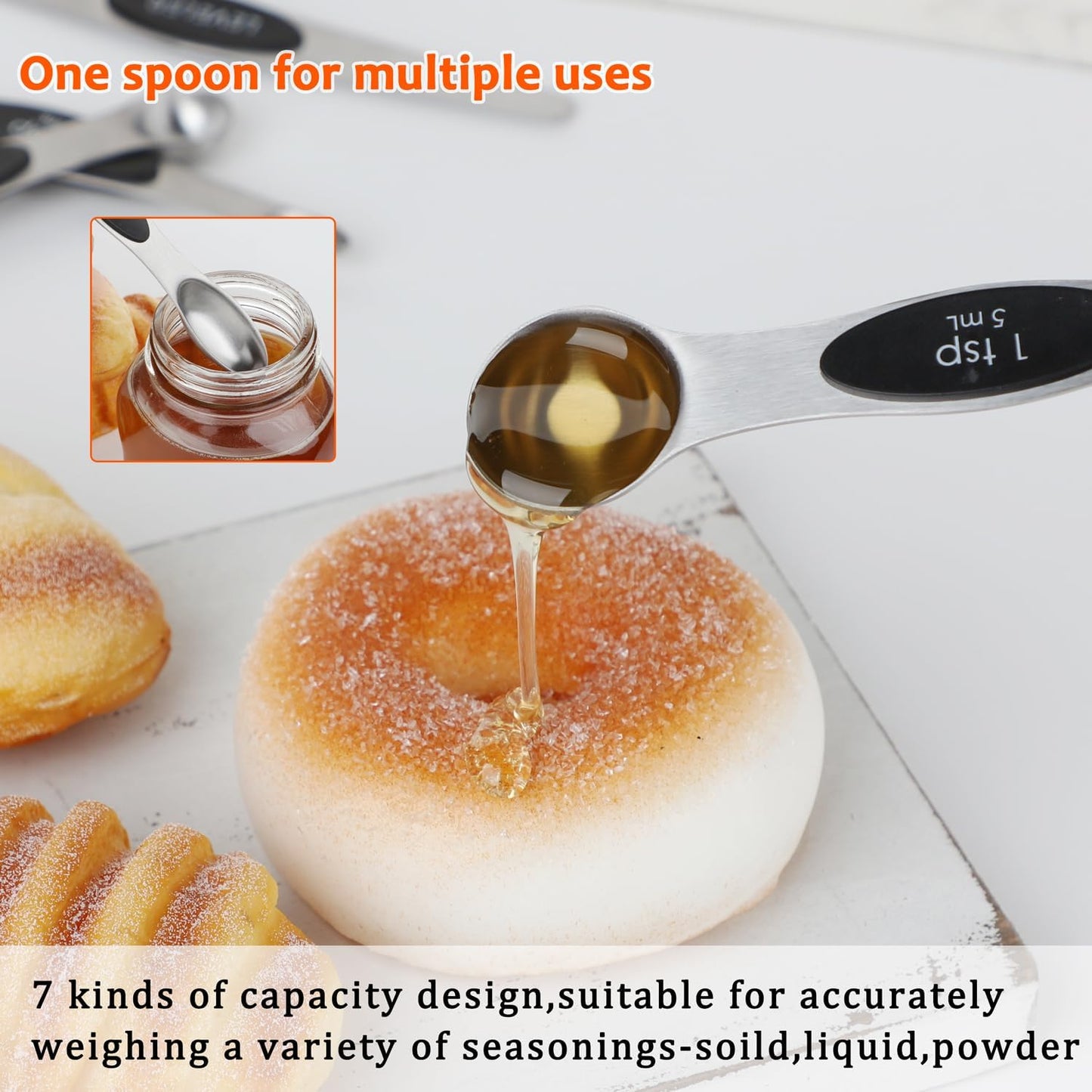 Magnetic Measuring Cups and Spoons Set of 16 Includes 7pcs Stainless Stee Stackable Nesting Magnetic Measuring Cup 9pcs Magnetic Measuring Spoon for Dry and Liquid Ingredients