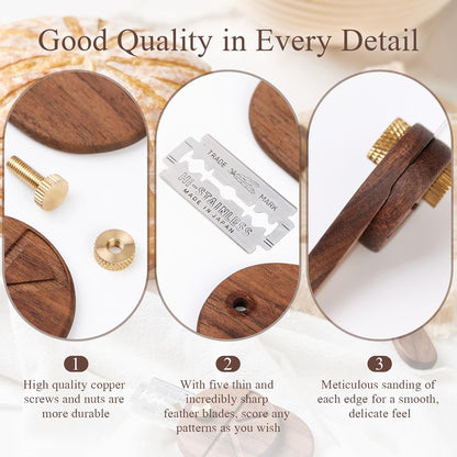 Bench Scraper & Chopper, Stainless Steel Dough Cutter with Wooden Handle, Thick Sharp Blades Pizza Bread Cutter, Multipurpose Kitchen Tool for Baking Cooking