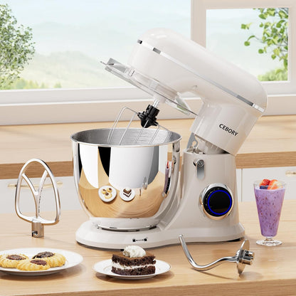 CEBORY 3-IN-1 Electric Stand Mixer, 6.5QT Bowl 660W 10-Speed Kitchen Mixer, Household Food Mixers include Dough Hook, Beater and Whisk, Bread Cake Mixer for Baking and Most Home Cooks, Pink