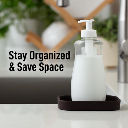 Zulay Kitchen (9x3.5in Sponge Holder for Kitchen Sink - Flexible Heavy-duty Multipurpose Sink Caddy - Counter Organizer for Kitchen, Bathroom, Makeup, Trinkets & More! (Grey)