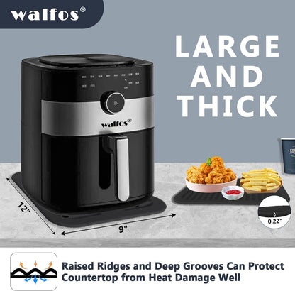 Walfos Silicone Trivet Mats - 4 Heat Resistant Pot Holders, Multipurpose Non-Slip Hot Pads for Kitchen Potholders, Hot Dishers, Jar Opener, Spoon Holder, Food Grade Silicone & BPA Free (Black)