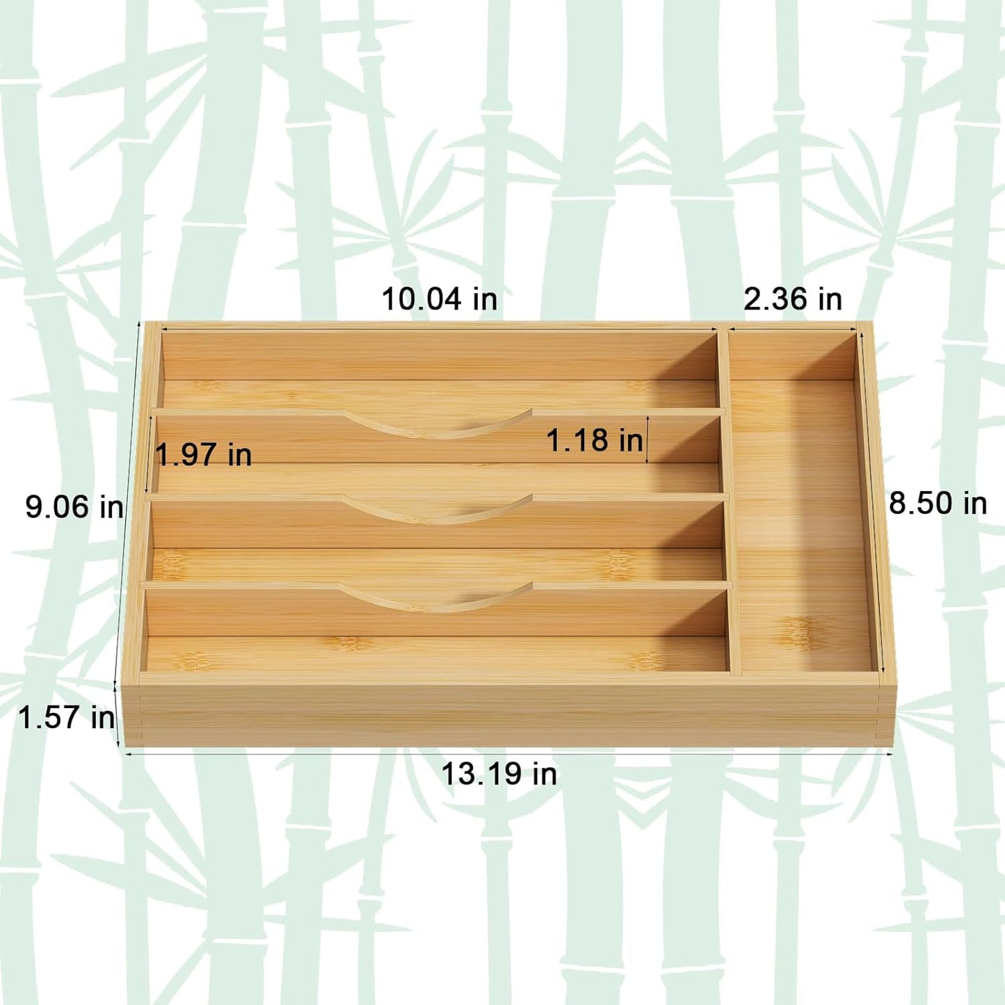 Youpehom Bamboo Utensil Organizer for Kitchen Drawers, Utensil Tray and Cutlery Silverware Holder,Wood Drawer Dividers with 5 Slots