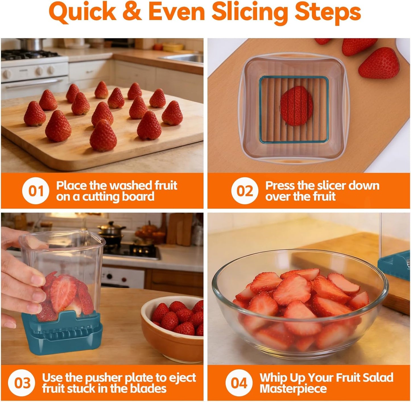 Fruit Slicer Cup for Strawberry, Banana, Hard-Boiled Egg - Detachable Cutter with Push Plate - 304 Stainless Steel Blade - Rapid & Safe Slicing Kitchen Gadget for Quick Meal Prep (Black)