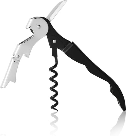 True Truetap Double Hinged Waiter's Corkscrew Wine Opener, Stainless Steel Wine Bottle Opener with Built In Foil Cutter, Home Bar Tools, Bar Cart Accessories, Wedding Gifts, Set of 1, Black