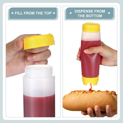 Didaey 4 Pcs 20 oz Inverted Squeeze Bottles Condiment Squeeze Bottle Refillable Plastic Tip Large Valve Dispenser for Sauces Ketchup Sour Cream Self Sealing Syrup Dispenser for Restaurants(White)