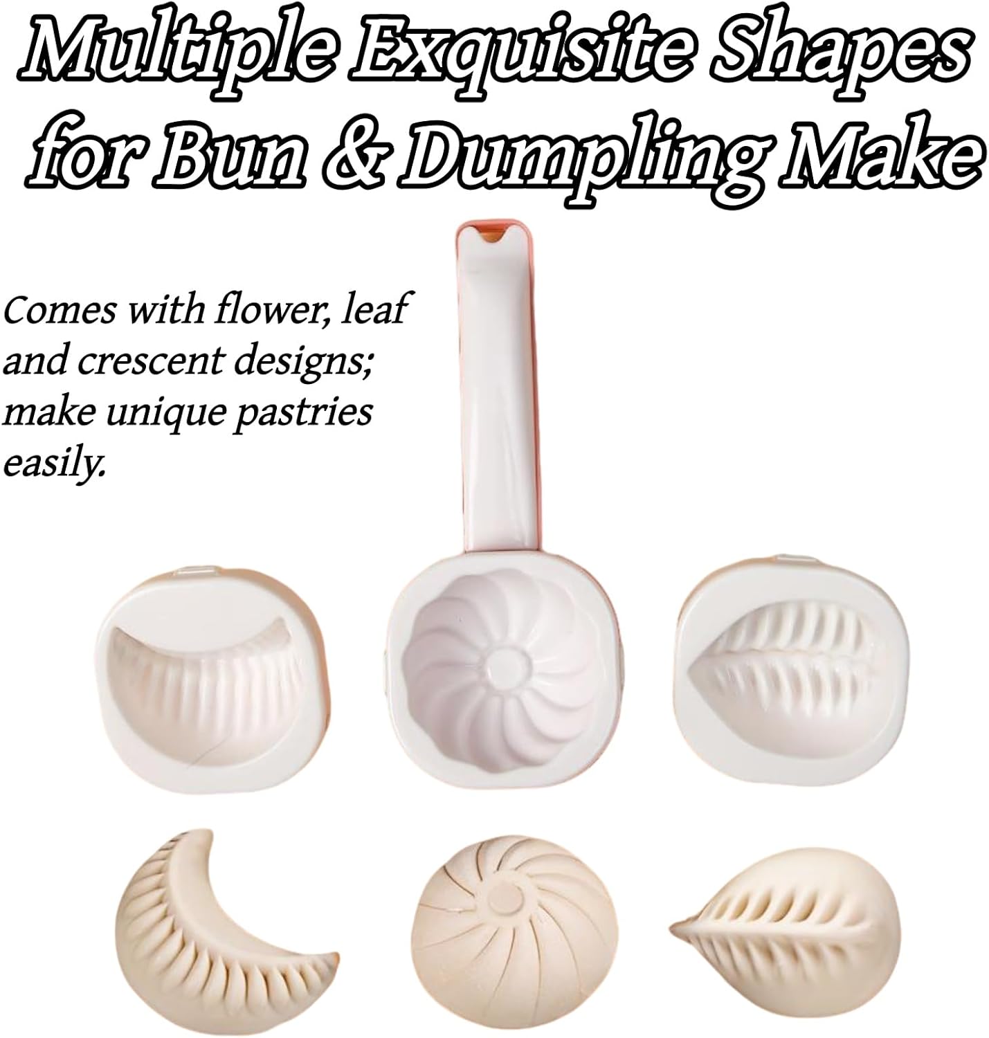 1 Pack Dumpling Maker Machine and Press 3 Shape Baozi Mold with Non Stick Surface Food Grade Plastic Bun Maker for Homemade Steamed Dumplings Mooncakes Pastries