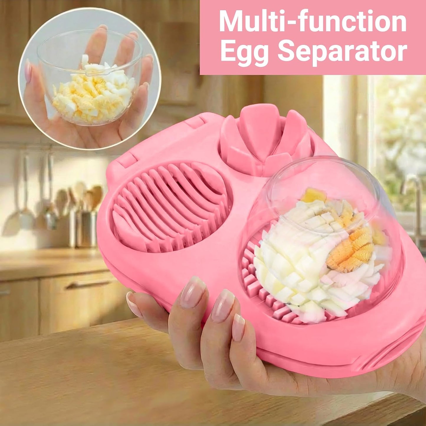 3-in-1 Heavy Duty Egg Slicer, Stainless Steel Blades with Multiple Cutting Modes for Hard Boiled Eggs, Mushrooms, Strawberry, Multifunctional Kitchen Tool, Send Goods from Local Warehouse