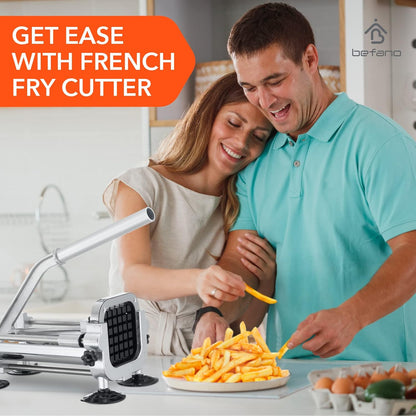 French Fry Cutter, Stainless Steel Potato Cutter with 1/2 Inch, 3/8 Inch and 1/4 Inch Blades (Manual Cutter, 1/2 '' & 3/8 '' & 1/4 '' Blade)