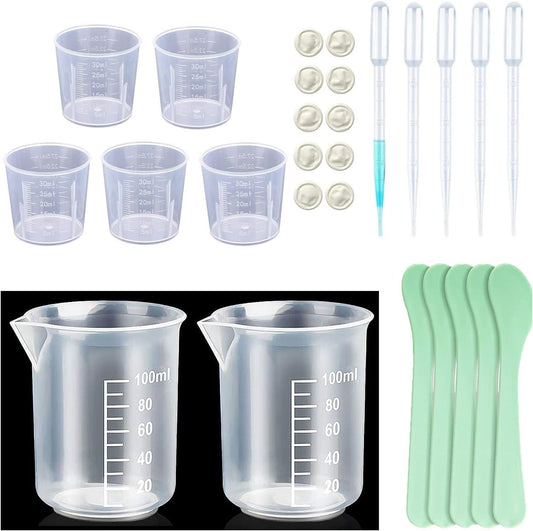 30ml Plastic Liquid Measuring Cups - Mini Clear Kitchen Medicine Cups Transparent Labs Graduated Beakers Baking Cooking Home Lab Measure Tool (10 Packs,1oz,Transparent)