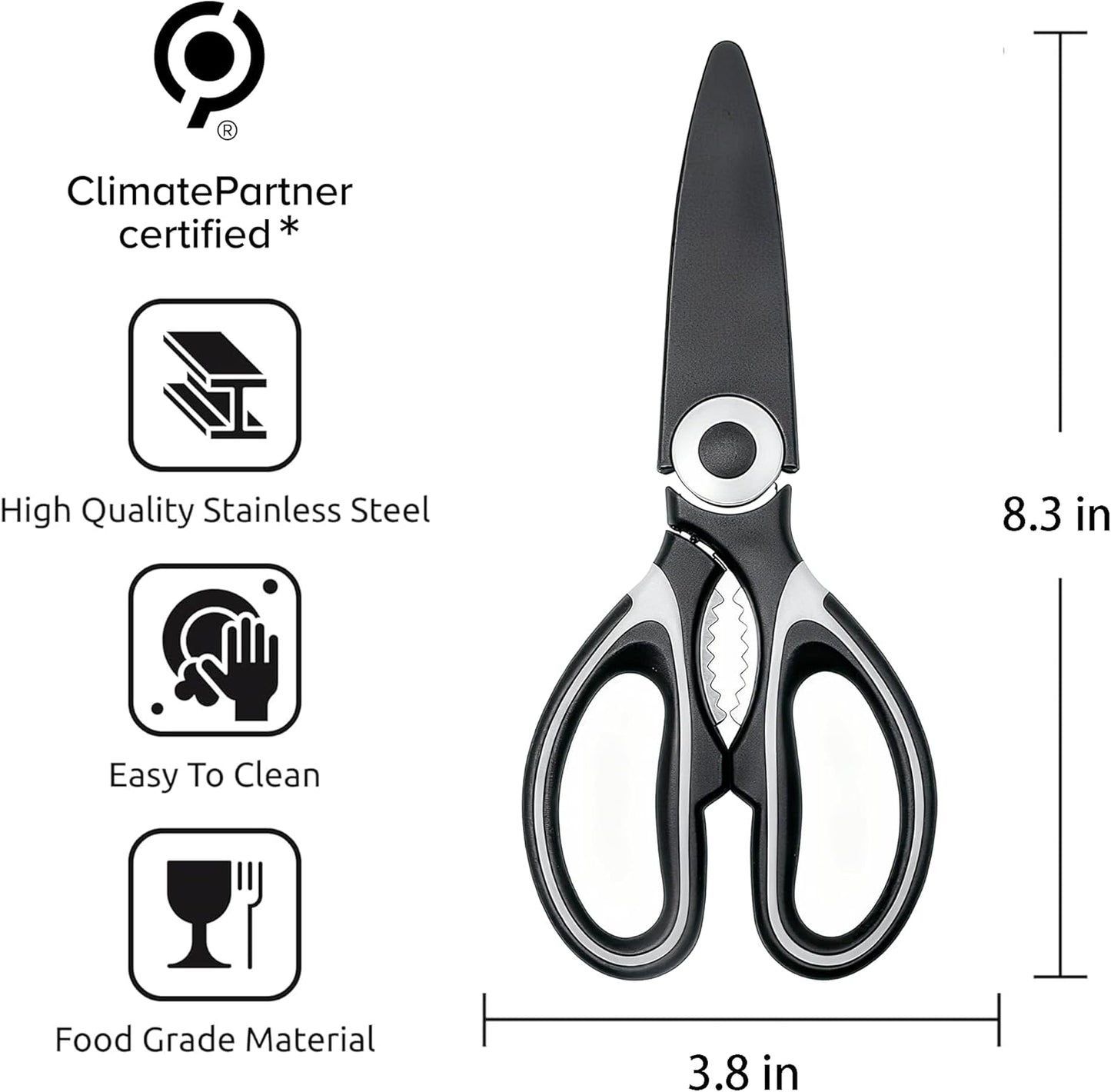 OMDAR Food Grade Kitchen Scissors All Purpose 3 Pack - Heavy Duty Stainless Steel Cooking Shears for Cutting Meat, Food, Fish, Poultry Sharp Sissors for Dishwasher Safe - with Protective Sheath