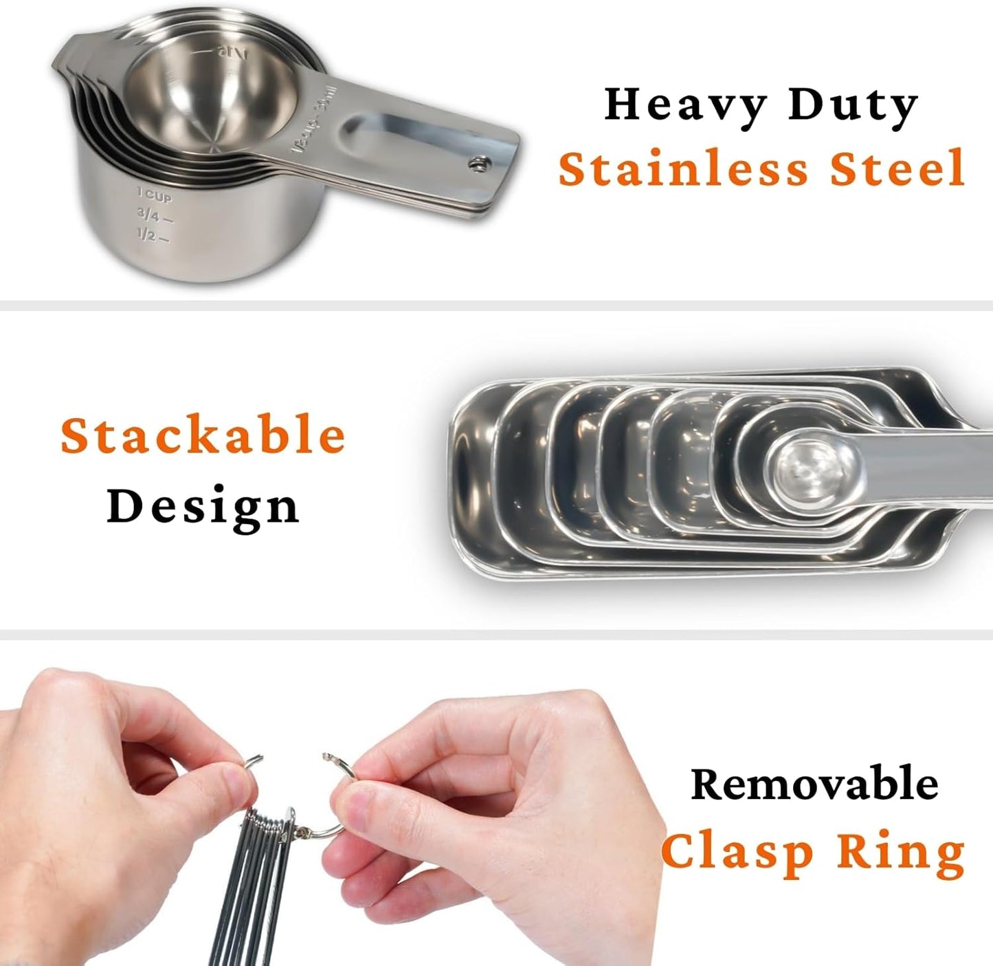 21 Pieces YUNNKEEY Measuring Cups and Spoons Set - Includes 7 Stainless Steel Measuring Cups, 8 Rectangular & 5 Mini Measuring Spoons with Leveler Fits Spice Jars, Ideal for Dry and Liquid Ingredients