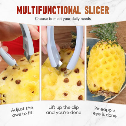 Multifunctional Pineapple Corer and Slicer, Pineapple Eye Remover Tool, Stainless Steel Cutter Strawberry Stem Remover Quickly Cut and Remove Tweezers Kitchen Tools (1, ORANGE)