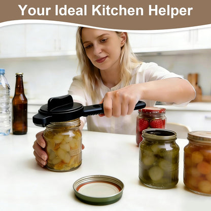 Multi-Functional 4-in-1 Jar Opener, Adjustable Stainless Steel Bottle Opener for Multi Size Jar Bottles with Ergonomic Non-Slip Handle Grip, Kitchen Helper for Seniors Weak Hands Arthritis