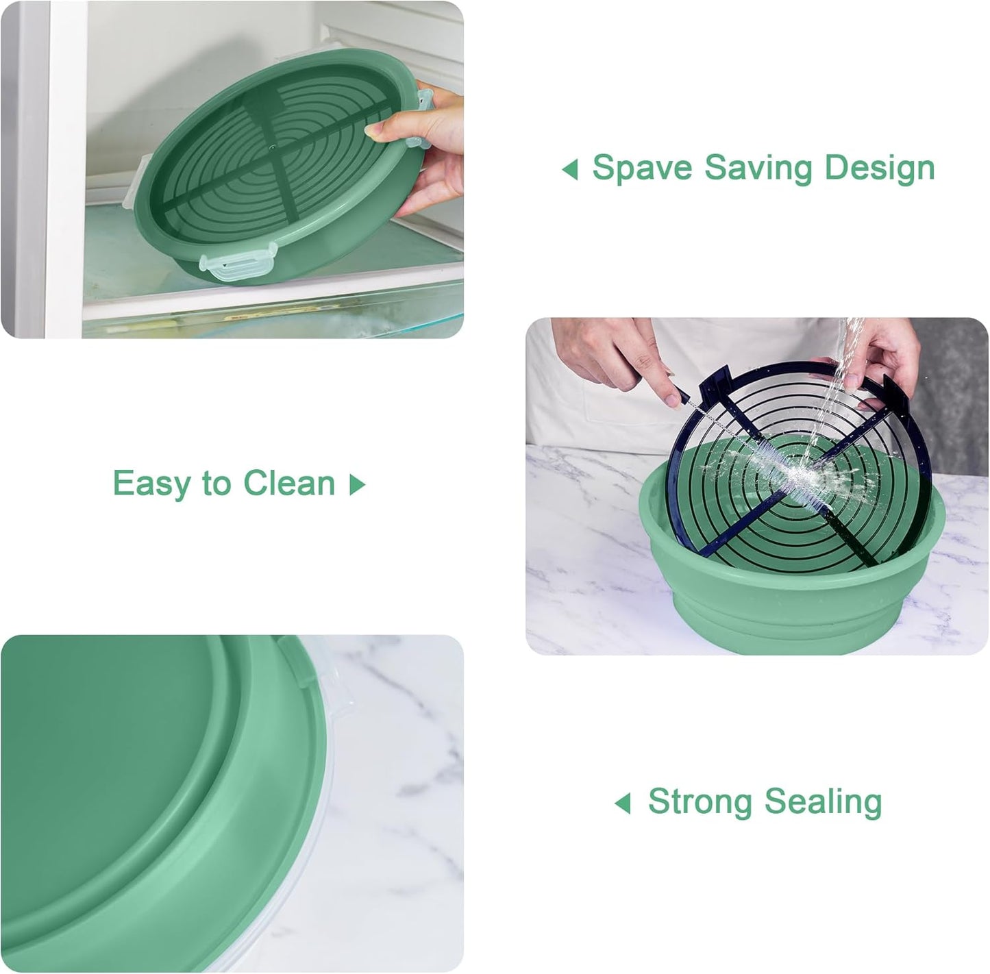 FJNATINH Collapsible Batter Bowl - Mess Free Better Breader Shaker Bowl with Lid Breading Shaker Container - Great for Fried Fish, Fried Chicken, Onion Rings, Wings & More,No Leak,Easy to Store