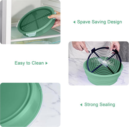 FJNATINH Collapsible Batter Bowl - Mess Free Better Breader Shaker Bowl with Lid Breading Shaker Container - Great for Fried Fish, Fried Chicken, Onion Rings, Wings & More,No Leak,Easy to Store