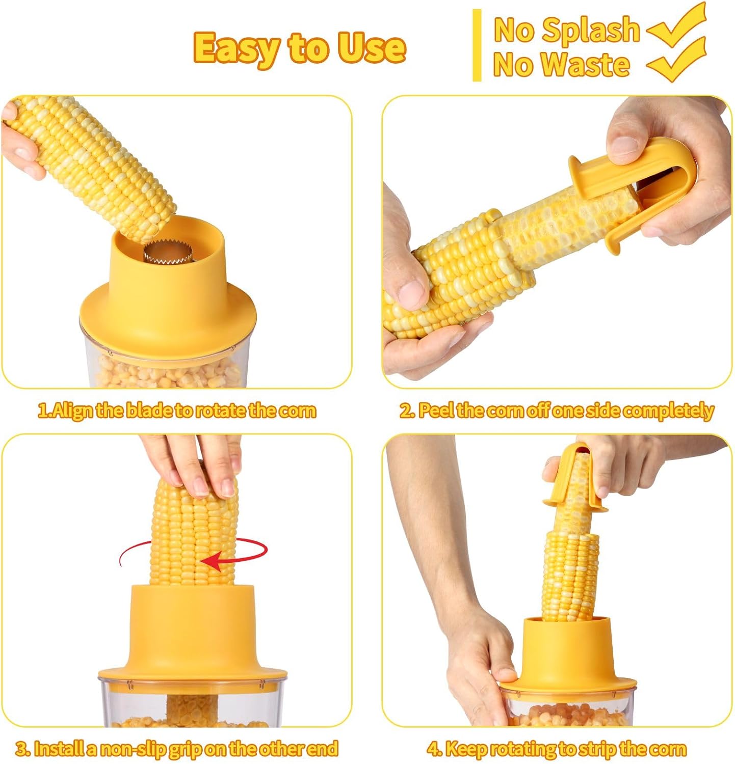 LIIGEMI Corn Cob Strippe,Corn Peeler for Corn on the Cob,Corn Kernel Remover Tool with Anti Slip Cover,Corn Cutter Easy to Use