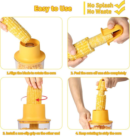 LIIGEMI Corn Cob Strippe,Corn Peeler for Corn on the Cob,Corn Kernel Remover Tool with Anti Slip Cover,Corn Cutter Easy to Use