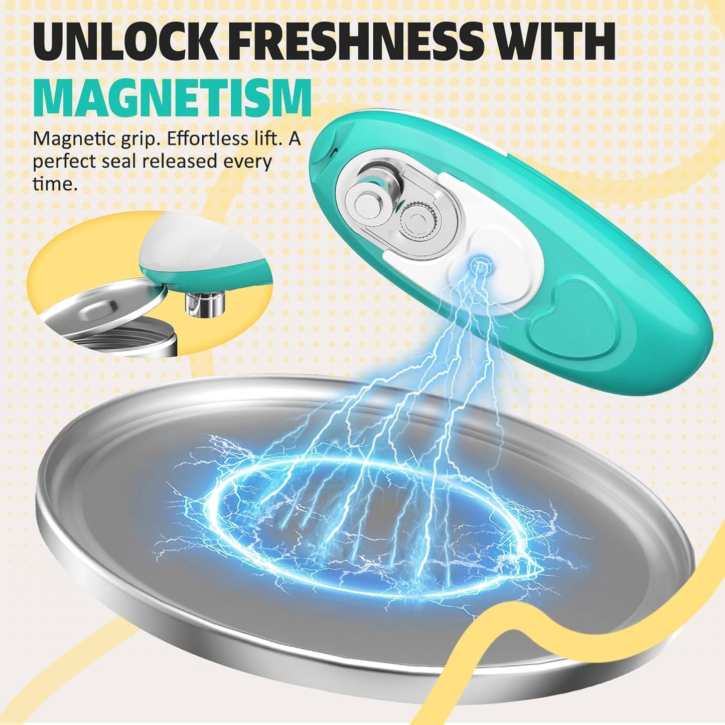 Handsfree One Touch Electric Can Opener, Smooth Edge Automatic Can Opener Fits All Can Sizes, Handheld Battery Operated Easy and Safe Kitchen Gadget for Seniors with Arthritis