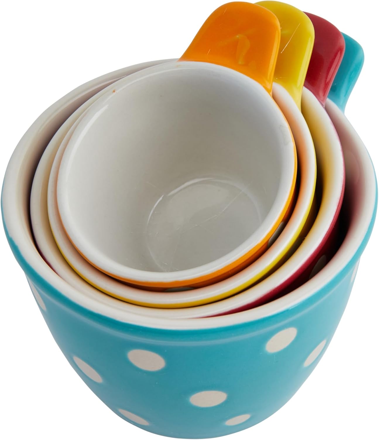 Creative Co-Op Ceramic Measuring Cup, Set of 4, Black and White